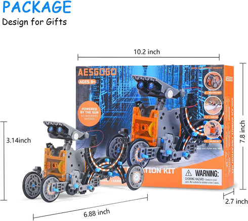 AESGOGO 12-in-1 Creation Solar Robot Kit, STEM Projects Science Experiments Toys for Kids Ages 8-12, Educational DIY