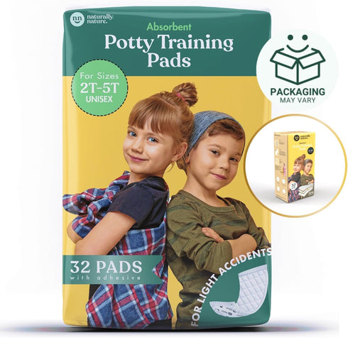 2T-5T, 32 Naturally Nature Potty Training Diaper Booster Pads for Toddlers, Size Super Absorbent Diaper Liners for Day