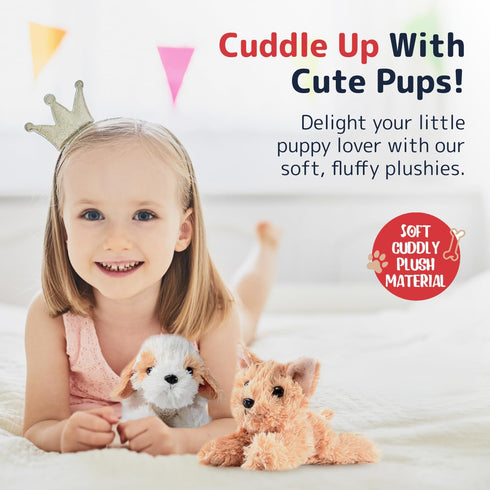 PREXTEX Stuffed Puppies, Set of 4 Cute Dog Toy Stuffed Animals for Kids, 6 Inch Small Plushies