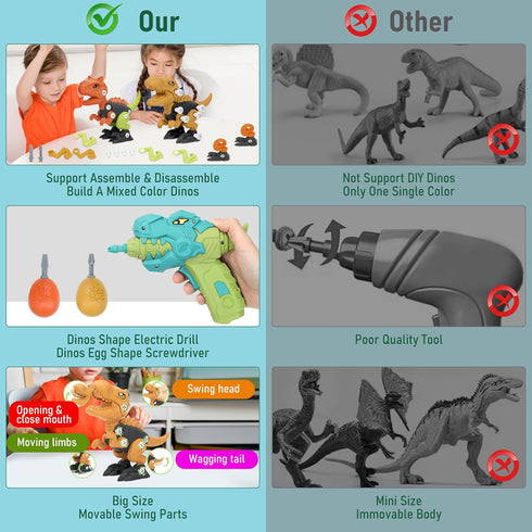NORYOSE 3, 4, 5, 6, 7, 8 Dinosaur Toys for Year Old Boys, Kids Take Apart Toys with Electric Drill STEM Construction