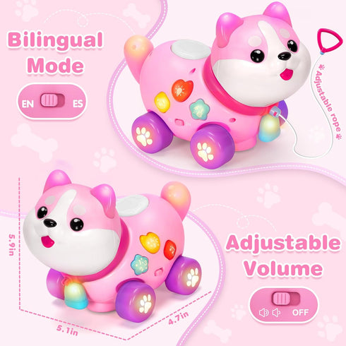 1 6-12-18 1st Toys for Year Old Girl Gifts, Baby Toys Months, Bilingual Educational Learning Toddler Toys, Puppy