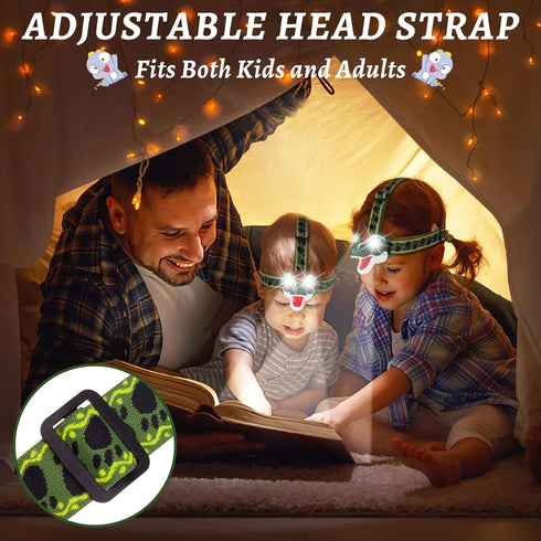 DX DA XIN Dinosaur Headlamp, T-Rex LED Headlamps for Kids, Flashlights Camping Gear, Dinosaur Toys for Boys Girls
