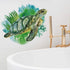 ROFARSO Lifelike Cute Green Sea Turtle Animal 3D Vinyl Bathroom Wall Stickers, Removable Wall Decals for Nursery and
