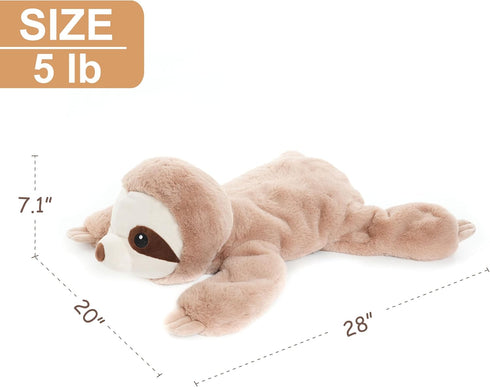 Pack 28 Inches, 5 lb WEIGEDU Large Weighted Sloth Stuffed Animal Plush Toy with Embroidered Eyes and Removable Weight