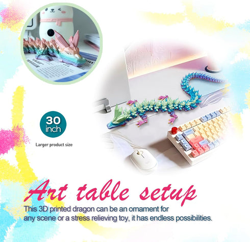 30" 3D 3D 3-d 3D 3-5 4-7 8-12 Large Printed Dragon, Big Dragon,Giant Printed Dragons Toy, Huge Dragons for Home Office