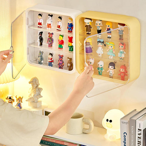 Clear Display Case for Figures - Wall-Mounted Doll Storage Box Cabinet Organizer for Collectibles Action Figures