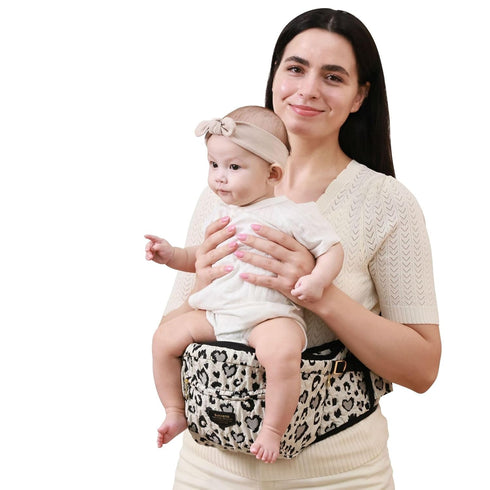 45lbs,Leopard Sunveno Baby Carrier with Hip Seat,Ergonomic Baby Hip Carrier,Front-Facing Baby Holder,Anti-Slip Seat