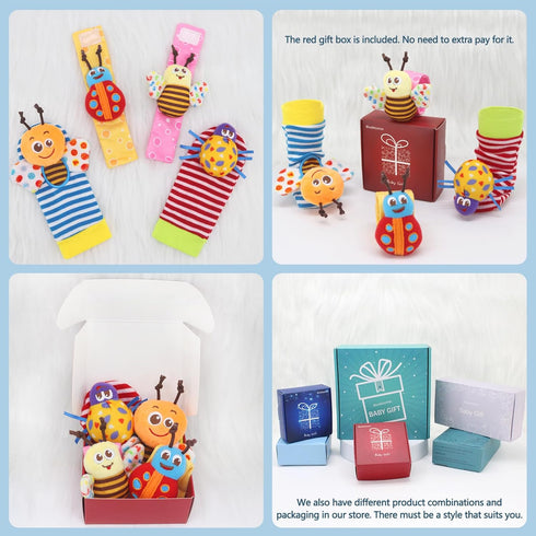 Bloobloomax Baby Rattles Toys for 0-12 Month, Infant Girl Boy Toys Set with Wrist Rattle Socks