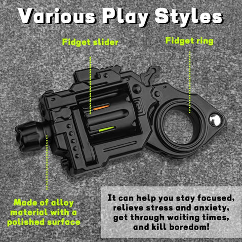 Generic Metal Fidget Toys Gun Adults - Alloy Fidget Spinner Slider Clicker & Launcher Toy EDC Fidget Gun with Bullets