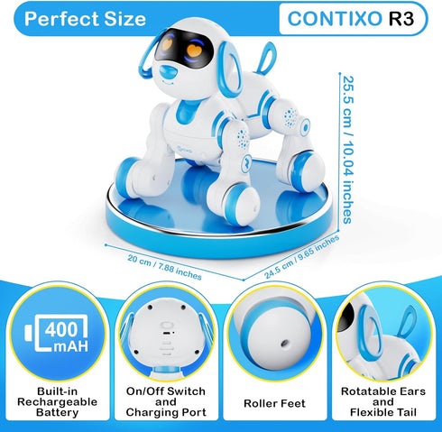 R3 3-12 Contixo Robot Dog Kids Toy - Remote Control Robots Interactive Smart Dancing Toy for Kids Boys Girls Toddler