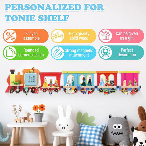 1/2 30~40 for Tonies Box Tonies Figures Organizer Storage Shelf Wall Mounted, Colorful Little Five-Train Magnetic