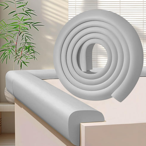 ZOMPAGO Baby Proofing Corner & Edge Protectors, Grey Foam L-Shape Self-Adhesive Bumper
