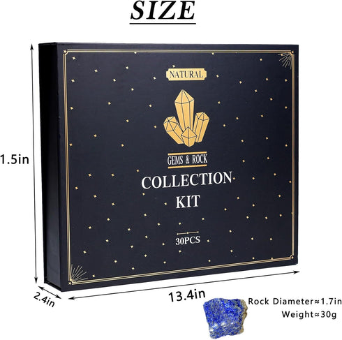 30 Set Rock Collection for Kids - Pcs Rocks, Gemstones & Crystals Kit with Learning Guide,Mineral Education Geology