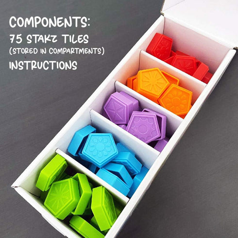 Stakz, Match-Stack-Win! Tile-Laying Family Strategy Game by University Games for 2 to 4 Players