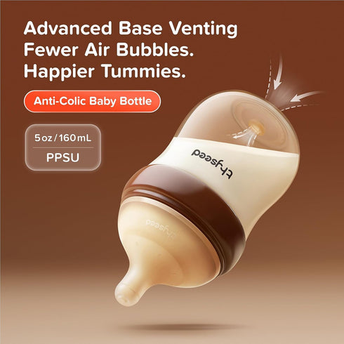 (0m+), 5 oz/160 mL, 1 Pack Thyseed PPSU Anti-Colic Baby Bottle, Breast-Like Extra Slow Flow Nipple for Breastfed Babies