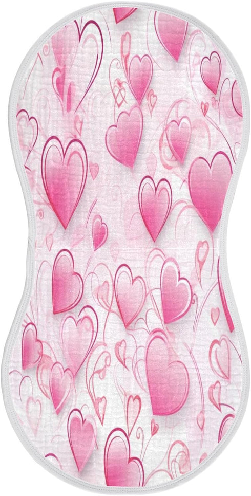 Bulletgxll Valentine Heart Pattern Unisex Baby Burp Cloths Set of 4, Soft Absorbent