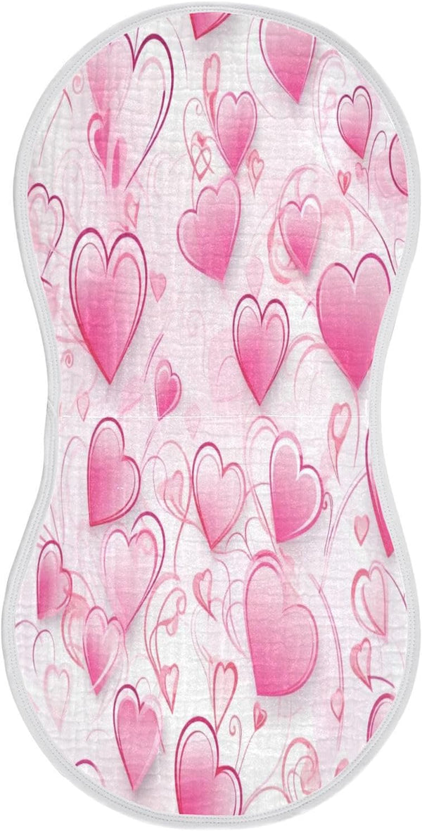 Bulletgxll Valentine Heart Pattern Unisex Baby Burp Cloths Set of 4, Soft Absorbent