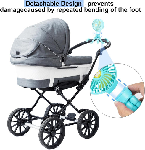 Stroller Fan Portable Personal Mini Handheld Clip-on with Flexible Tripod, USB Pram Fan for Baby Stroller, Car Seat,