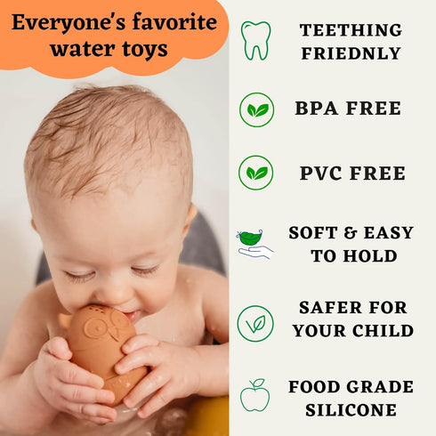 Mold Free Silicone Bath Toys, Baby Bath Toys for 6-12 Months, Non Toxic Infant Bathtub Toy, Dishwasher Safe