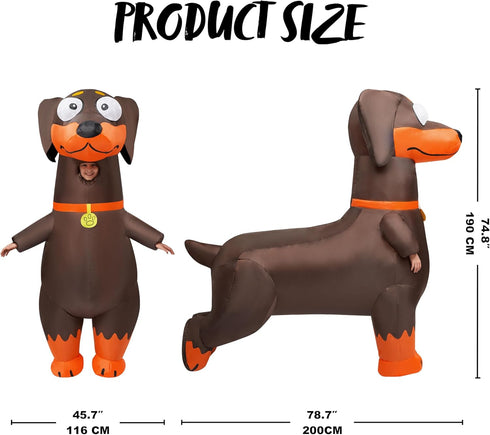 Spooktacular Creations Kids Halloween Inflatable Costumes, Full Body Dachshund Blow Up Costumes for Animal Cosplay Party