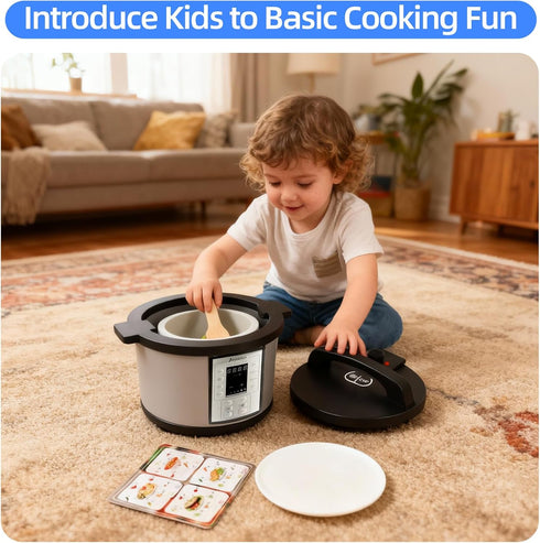 Joyano 15-PCs Fryer/18-PCs Playset Wooden Air Pressure Cooker for Kids Pretend Cooking Toy with Food Accessories