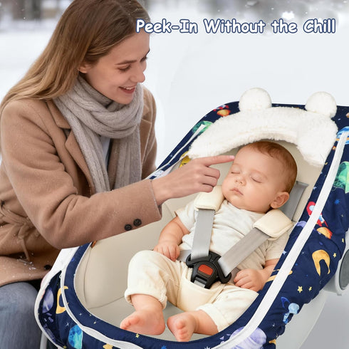 Pea Pod Winter Car Seat Cover for Baby, Infant Car Seat Canopies Cover for Newborn, Warm Plush Fleece Inner Protect