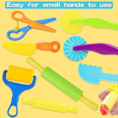 Set, 9 Sets 4-8, LCY WEDSHI Dough Tool Pcs Dough Tools for Kids Ages Dough Accessories Includes Cutters Roller, Rolling
