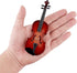 Dselvgvu Wooden Miniature Violin with Stand, Bow & Case - Mini Musical Instrument Dollhouse Model Decoration