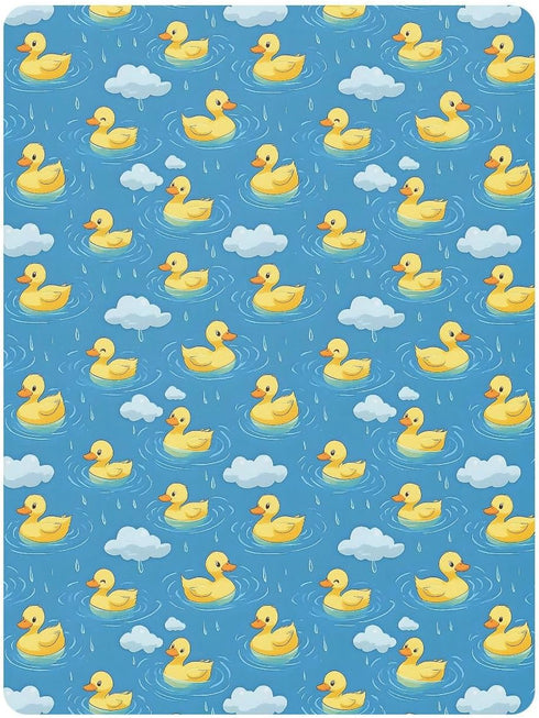 Yellow Ducks Swimming Rain Baby Crib Sheets for Boys Girls Soft Toddler