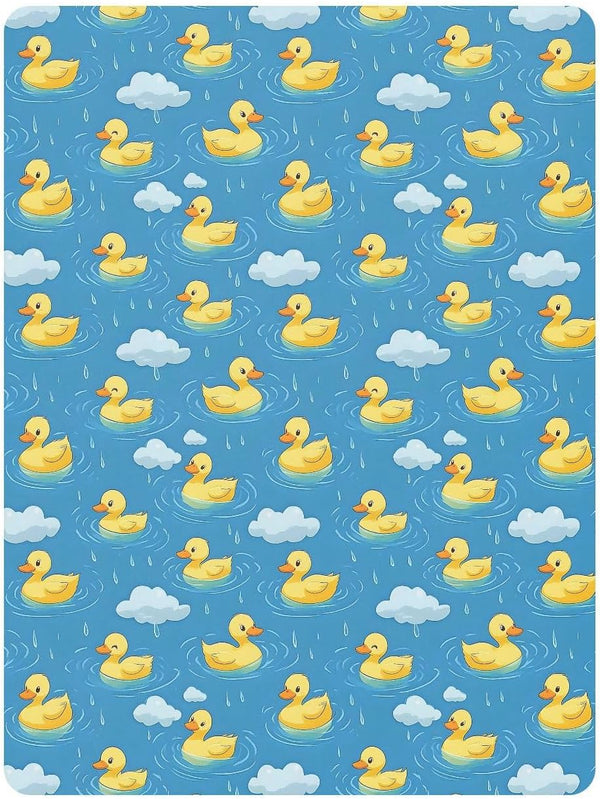 Yellow Ducks Swimming Rain Baby Crib Sheets for Boys Girls Soft Toddler