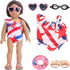 18 Inch Doll Summer Outfits Set, Vibrant Swimming Playset for American Doll Girls with Bikini Swimsuits and Accessories