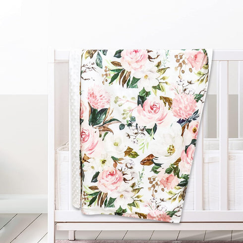 Flower Minky Baby Blanket for Boys & Girls, Double Layer Soft Plush Toddler Blanket, 30 x 40 in