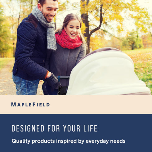 Pack 2, Maplefield Stroller Accessory Hooks - of Blue - Secure Hook & Loop Straps & Clip Holders - Carabiner Clip