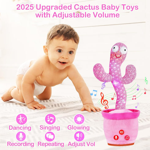 18 1 River Mill Rechargeable Dancing Talking Cactus Toy, Singing Cactus Baby Toy that Talks Back, Educational Baby Toys