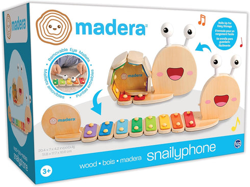 Madera Wood: Snailyphone - Snail-Designed 8-Key Xylophone, 2 Matching Mallets, Wooden Musical