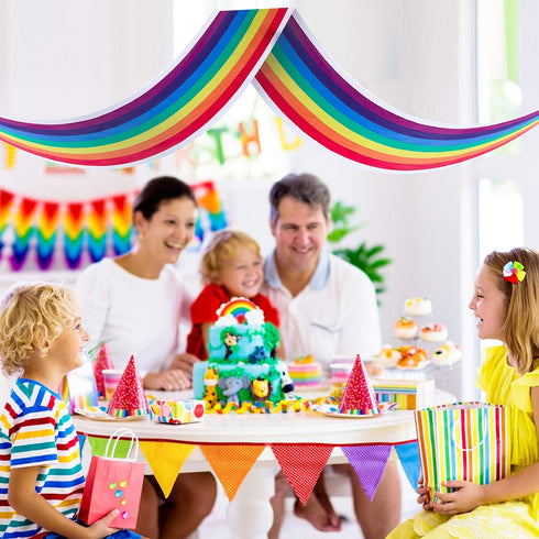 Blulu 1 Pc Rainbow Ceiling Decorations, Hanging Bunting for Birthday Party, Classroom, Daycare, Nursery School