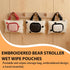 Generic Embroidered Bear Stroller Wet Wipe Pouches,Stylish Bear Embroidery Wet Wipe Pouches,Portable Baby Wipe Holder
