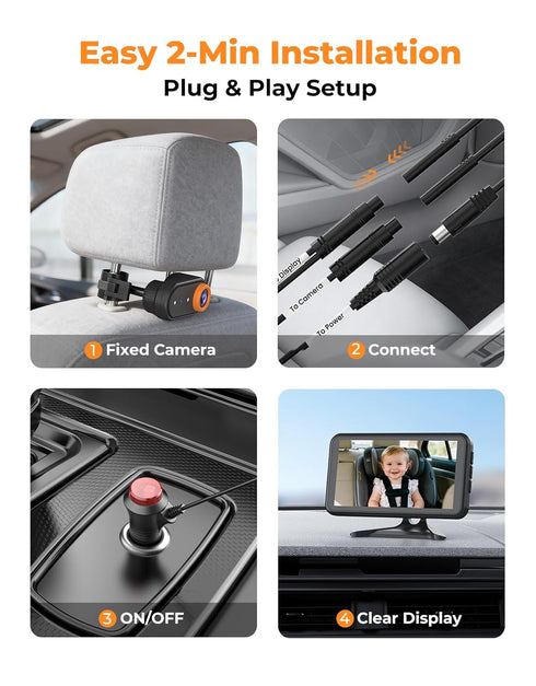 BM2A 3X 5.2" 1080P LUCKVIEW Baby Car Camera Zoom to See Baby Clearly, Display & Auto IR Night Vision, Rear-Facing View