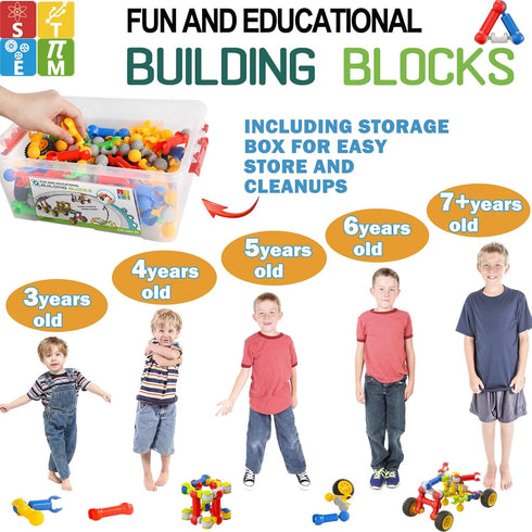 170 Pcs STEM Building Toys for Kids Ages 4-9 - Educational Construction Kit for Creative Games, Birthday Gifts