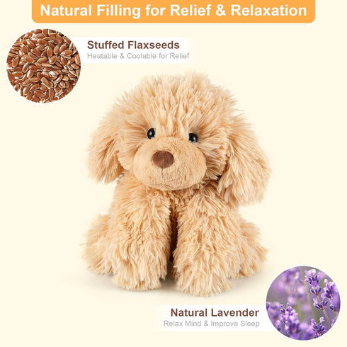 SuzziPals Warmable Golden Retriever Plush Toy Weighted Stuffed Animals, Microwavable Stuffed Animal Heating Pads