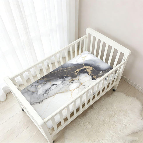 Bseiialft 52 28 White Black Marble Crib Sheets for Boys Girls Soft and Breathable Cotton Baby Sheets for Standard Crib