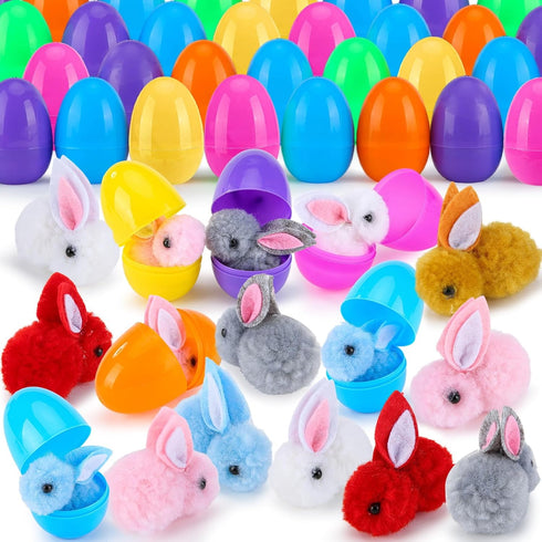 Labrostar 24Pack Easter Eggs Fillers with Easter Bunny Plush Inside Prefilled Easter