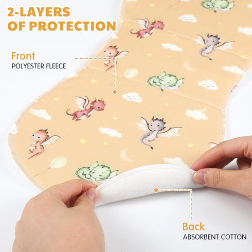 5 Pack 19"x9" Set SmoothNovelty Watercolor Dragon Pattern Baby Burp Cloths Soft Absorbent Burping Rags for Newborns