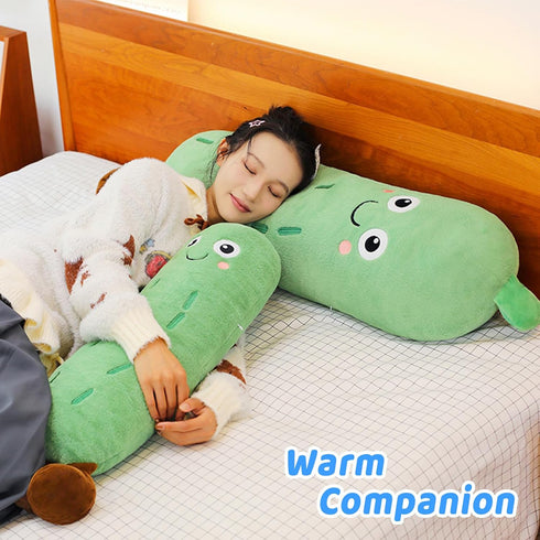 16" PEACH CAT Pickle Stuffed Animal Cute Cucumber Plush Pillow Soft Plant Plushies Toys Gifts for Kids Green