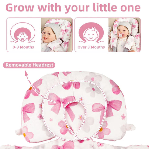 Hooyax Infant Car Seat Insert with Removable Head Support, Dual-Sided Baby Car Seat Cushion for Preemies & Newborns