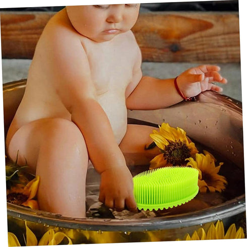 ibasenice Silicone Bath Scrubber and Hair Comb for Newborns Soft Bristles Scalp for Gentle Cleaning Ergonomic Handle