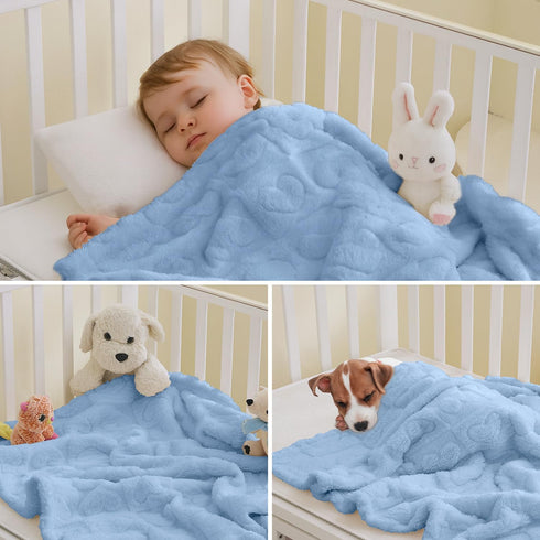 Cozy 30"x40", Soft Fleece Baby Blanket Heart Checkered Pattern Fluffy Plush Receiving Blanket for Newborn Infant