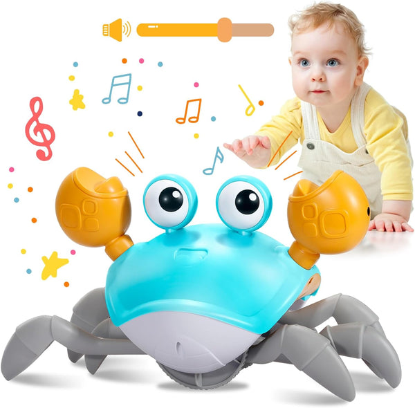 Plnmlls Crawling Crab Baby Toy,Tummy Time Toys,with Music and LED Light,Built-in Rechargeable