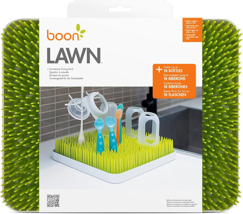 Countertop 13.5 11 2.5 1 Count Boon Lawn Baby Bottle Drying Rack with Antimicrobial Tray - Spring Green - Bottle Rack
