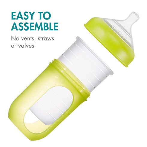 Boon Nursh Reusable Replacement Pouch - Collapsible Silicone Design, Stage 2 Medium Flow Baby Bottles, Gray, 8 Oz